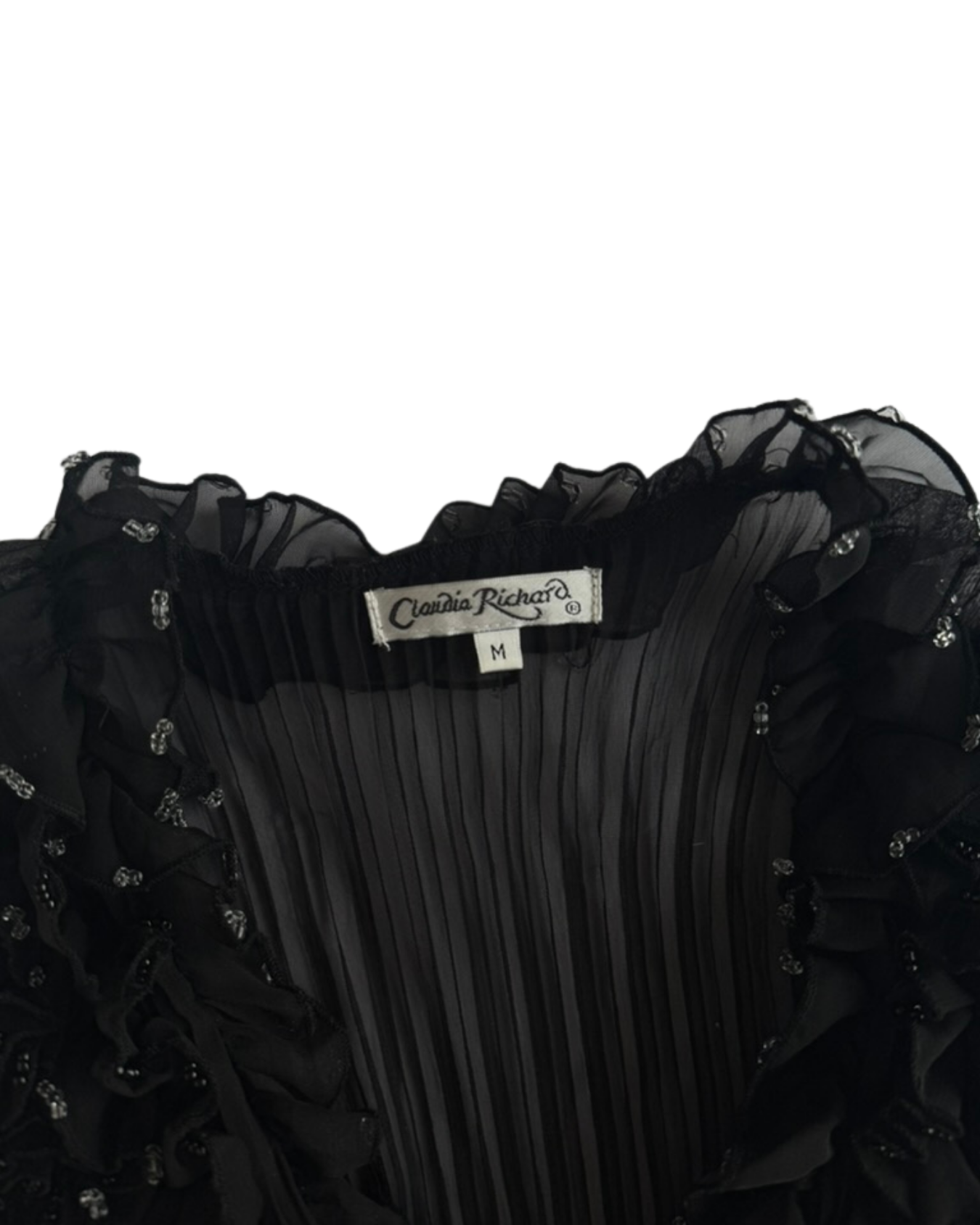Sheer Beaded Long Sleeve Top - S/M