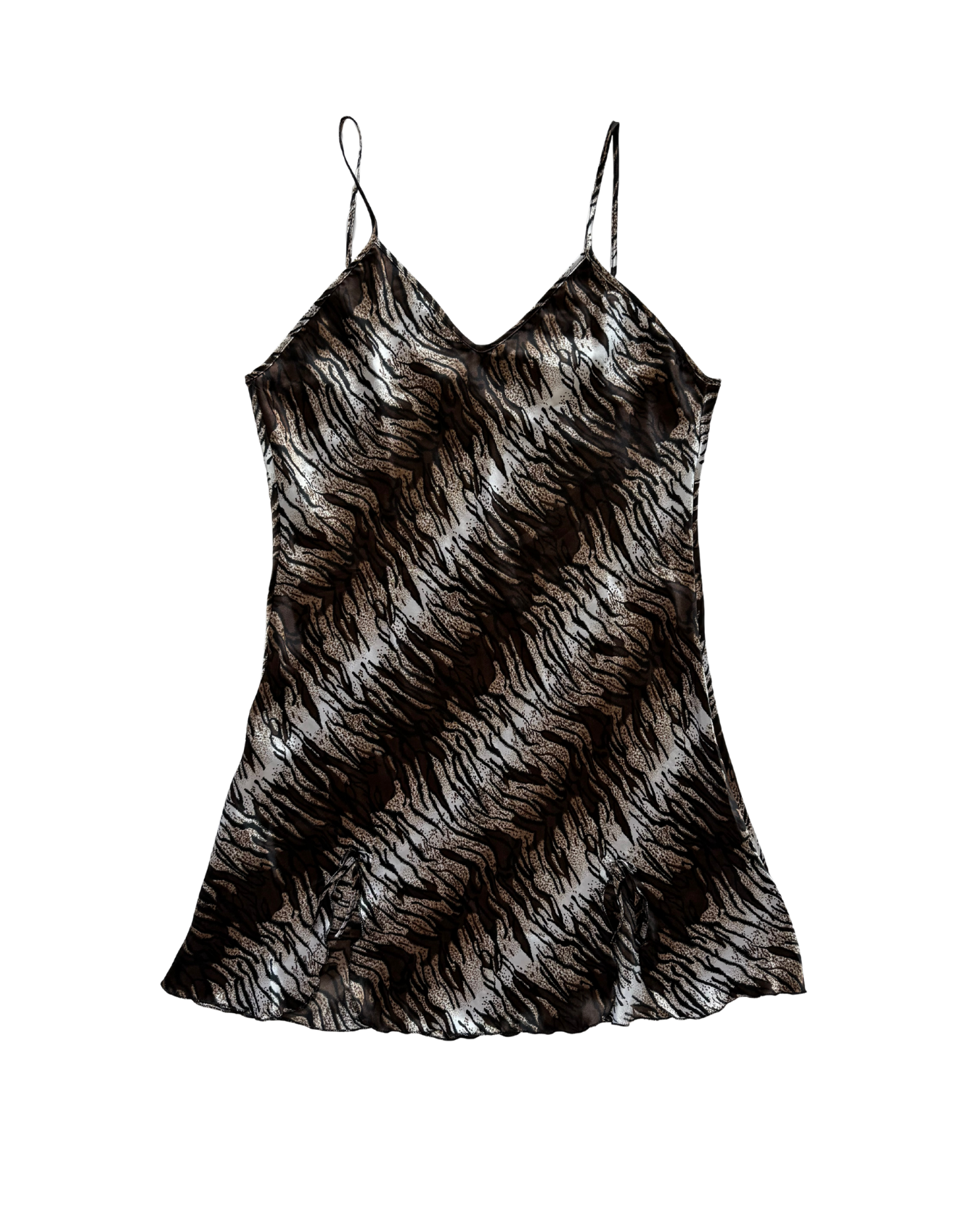Vtg Tiger Print Slip Dress - L