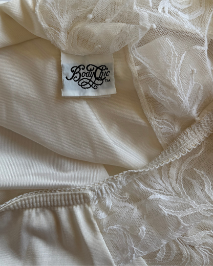 Vtg Body Chic Lace Panel Midi Skirt - XS/S
