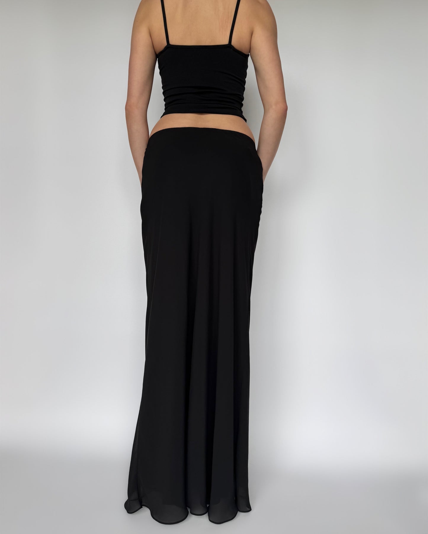 Vtg Black Maxi Skirt - XS
