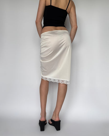 Vtg Body Chic Lace Panel Midi Skirt - XS/S