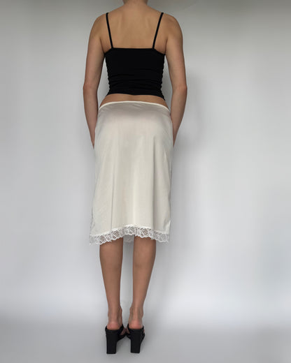 Vtg Body Chic Lace Panel Midi Skirt - XS/S
