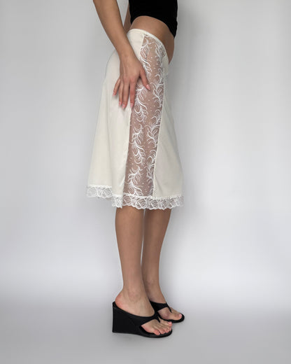 Vtg Body Chic Lace Panel Midi Skirt - XS/S
