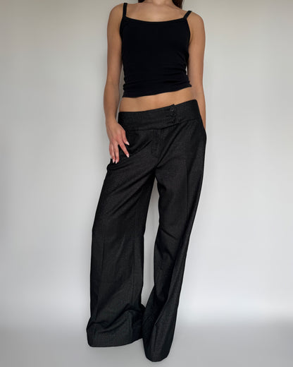 Sparkly Low-Rise Baggy Trousers - S