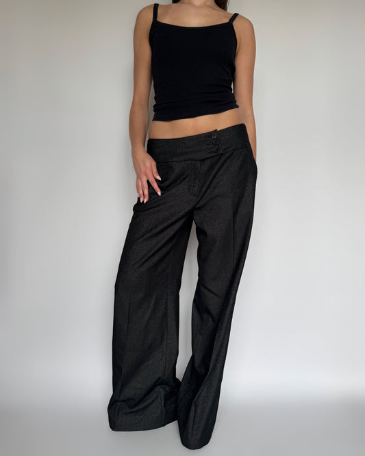 Sparkly Low-Rise Baggy Trousers - S