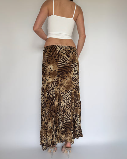Vtg Animal Print Maxi Skirt - S/M/L