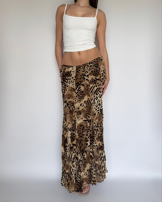 Vtg Animal Print Maxi Skirt - S/M/L