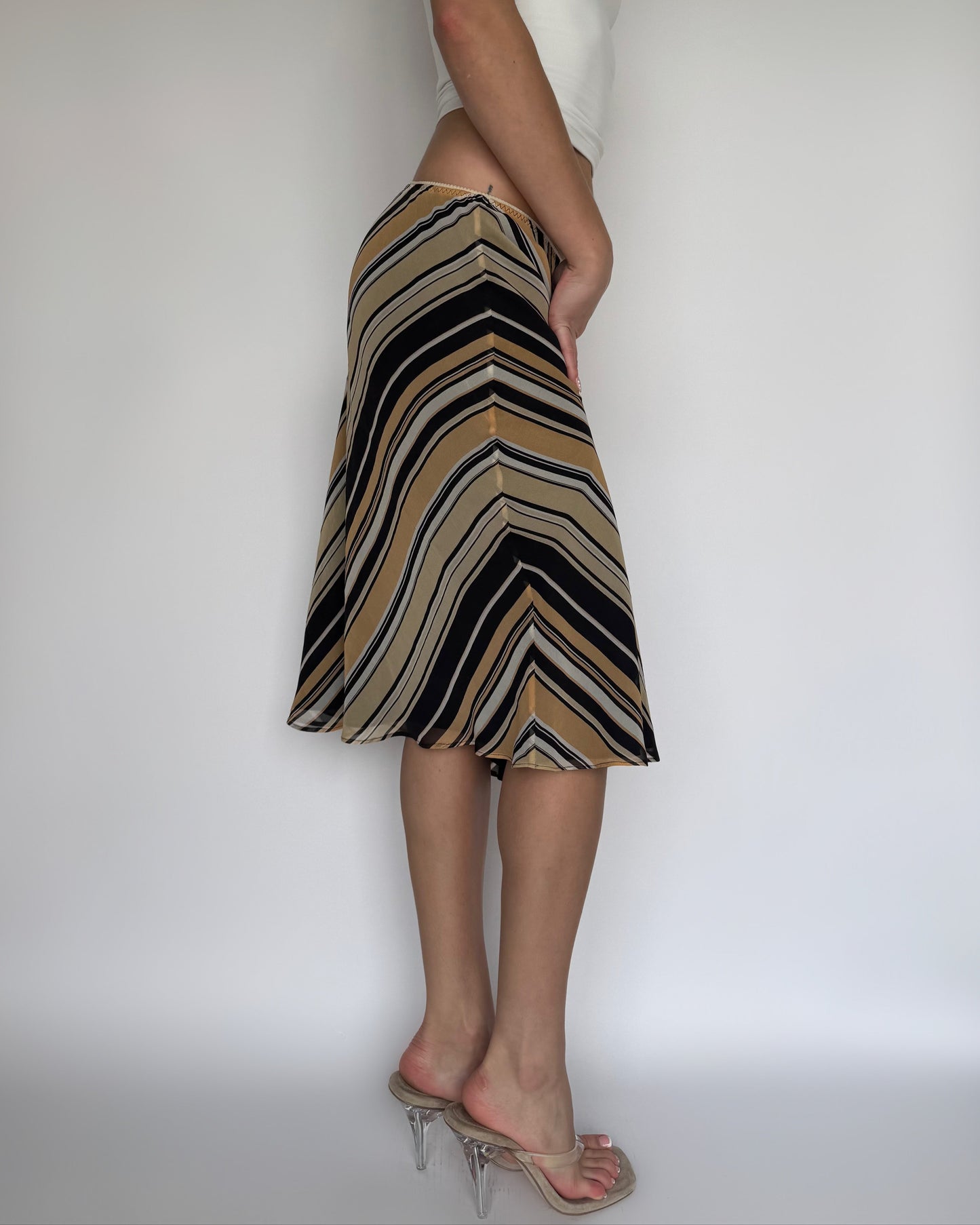 Vtg Silk Midi Skirt - S/M