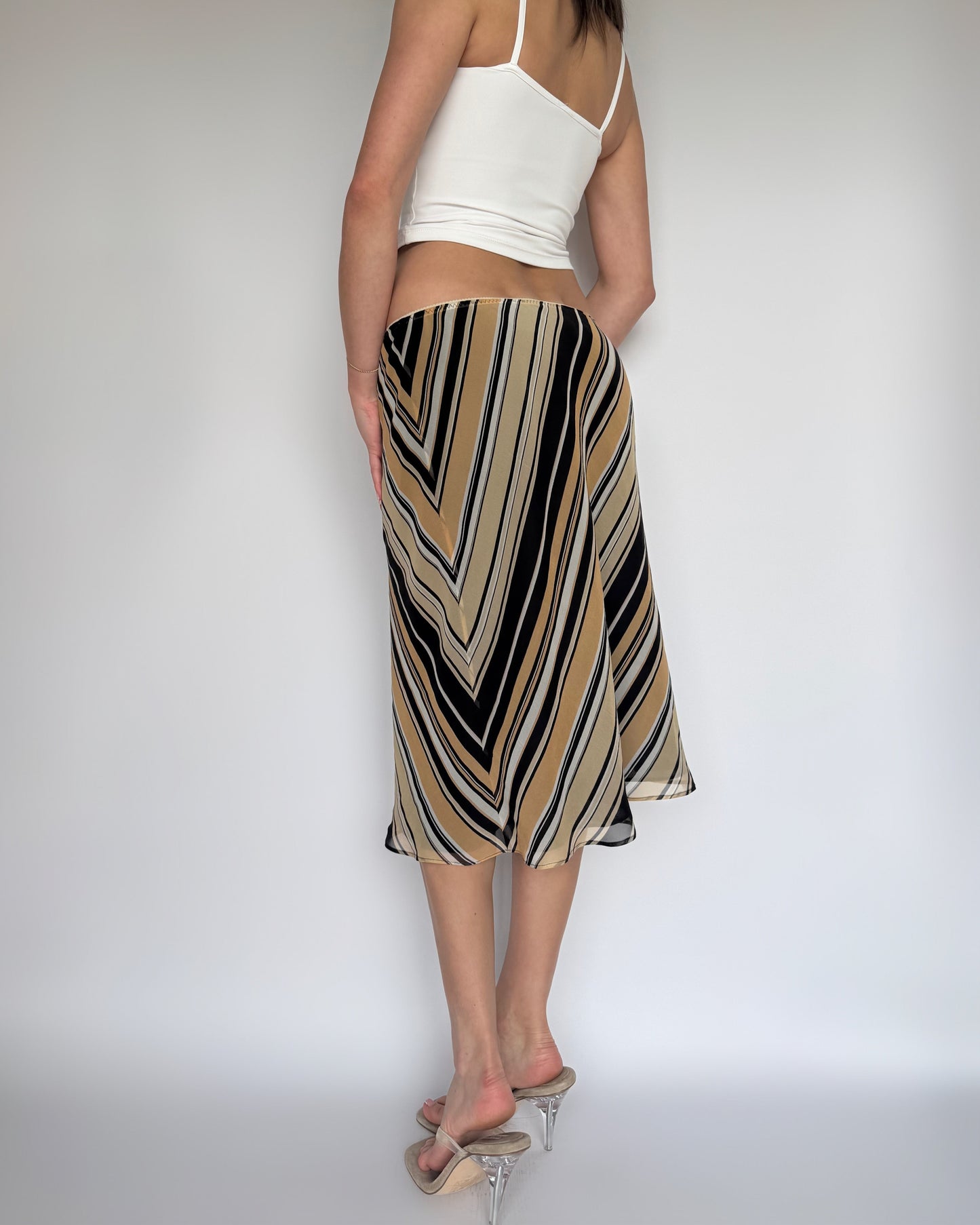 Vtg Silk Midi Skirt - S/M